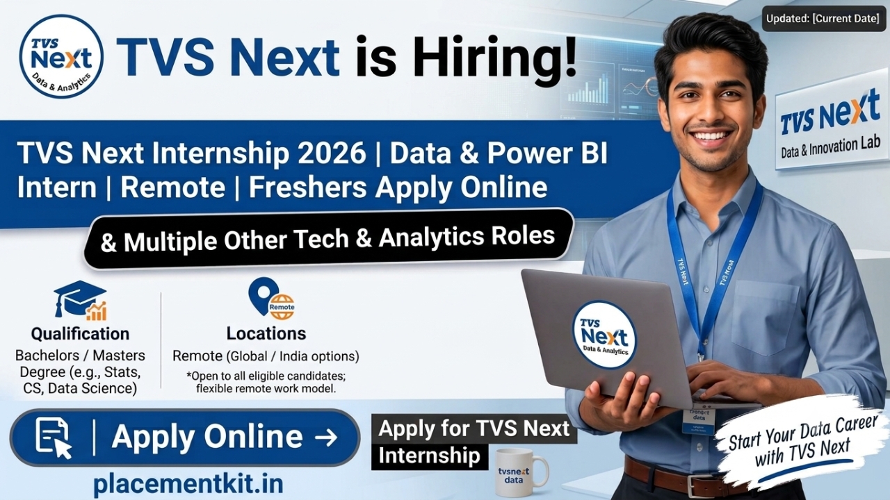 TVS Next Internship 2026 | Data & Power BI Intern | Remote | Freshers Apply Online