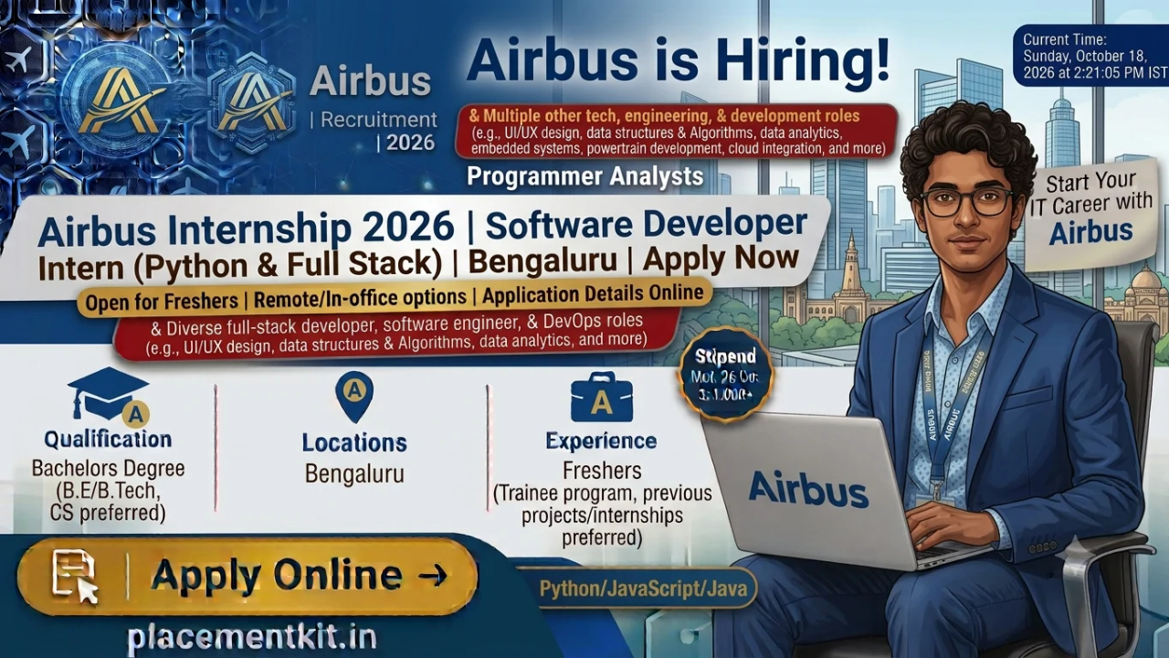 Airbus Internship 2026 | Software Developer Intern (Python & Full Stack) | Bengaluru | Apply Online