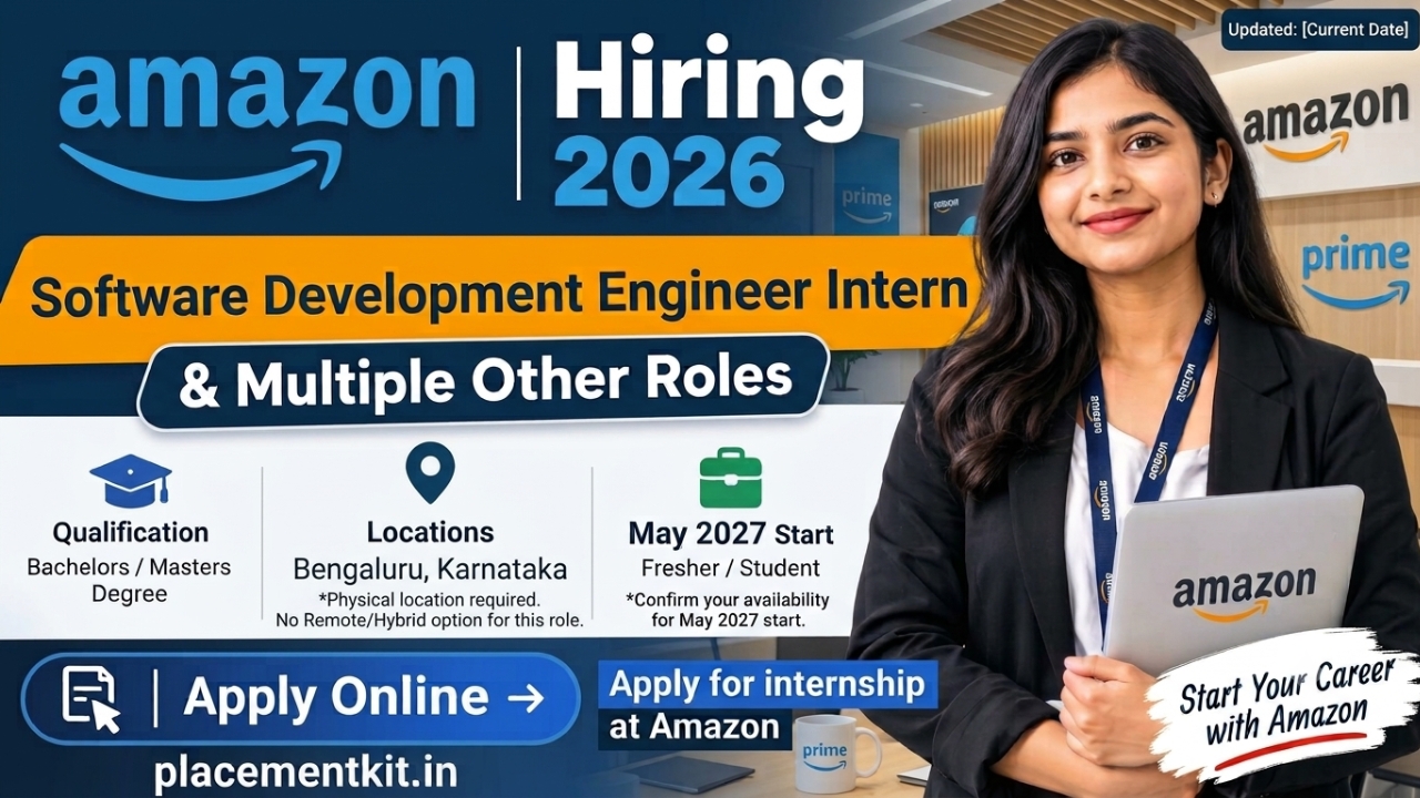 Amazon Internship 2026 | Software Development Engineer Intern | May 2027 | Freshers Apply Online