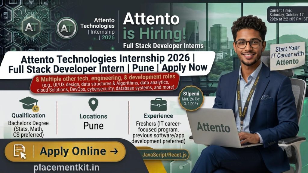 Attento Technologies Internship 2026 | Full Stack Developer Intern | Pune | ₹15,000 Stipend | Apply Online