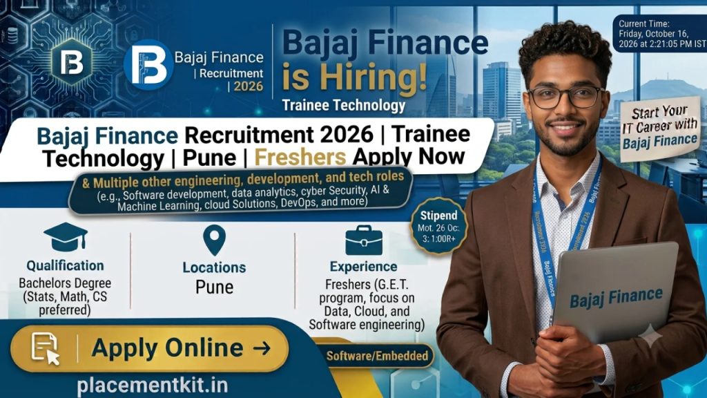 Bajaj Finance Recruitment 2026 | Trainee Technology | Pune | Freshers Apply Online