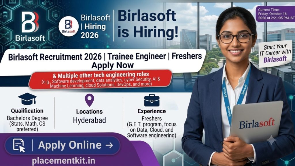 Birlasoft Recruitment 2026 | Trainee Engineer | Hyderabad | Freshers Apply Online