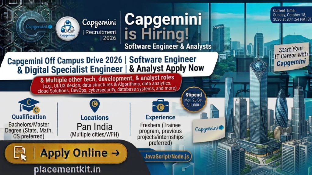 Capgemini Off Campus Drive 2026 | Software Engineer & Analyst | Freshers Apply Online