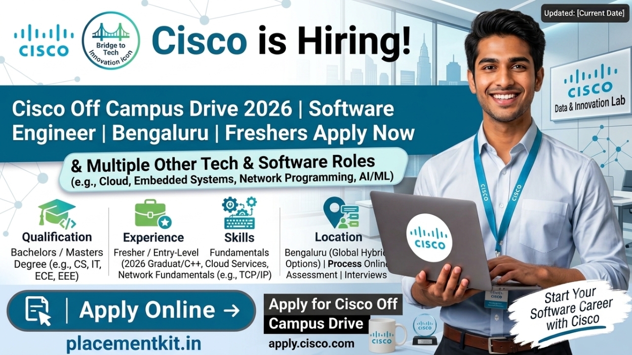Cisco Off Campus Drive 2026 | Software Engineer | Bengaluru | Freshers Apply Online