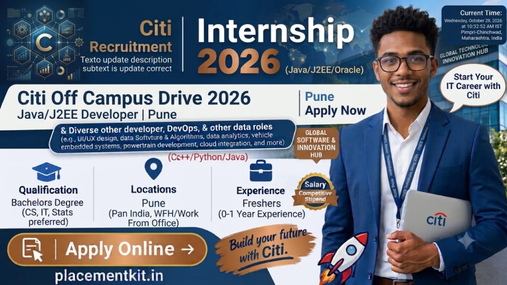 Citi Off Campus Drive 2026 | Java/J2EE Developer | Pune | Freshers Apply Online