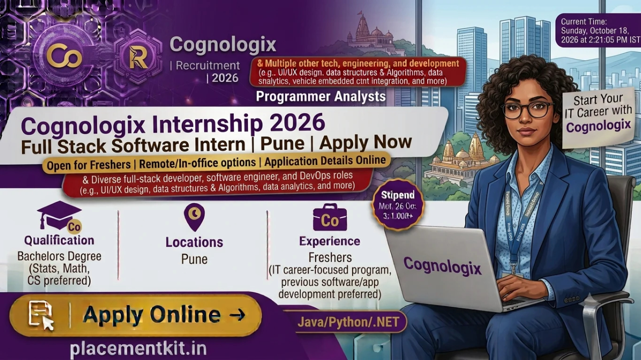 Cognologix Internship 2026 | Full Stack Software Intern | Pune | Freshers Apply Online
