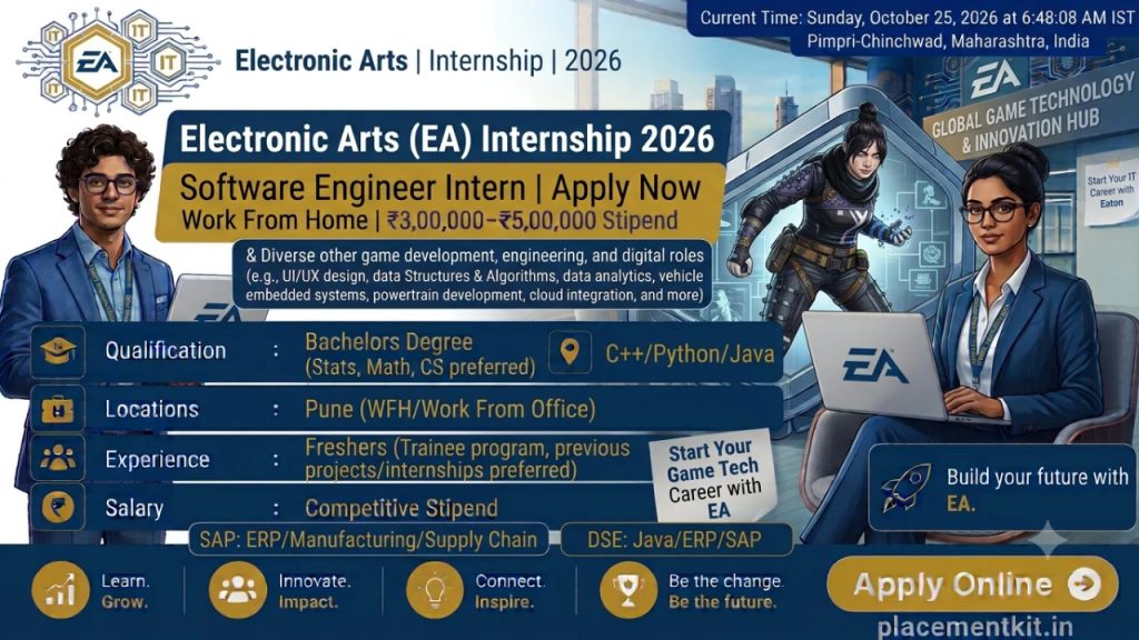 Electronic Arts (EA) Internship 2026 | Software Engineer Intern | Hyderabad | Freshers Apply Online