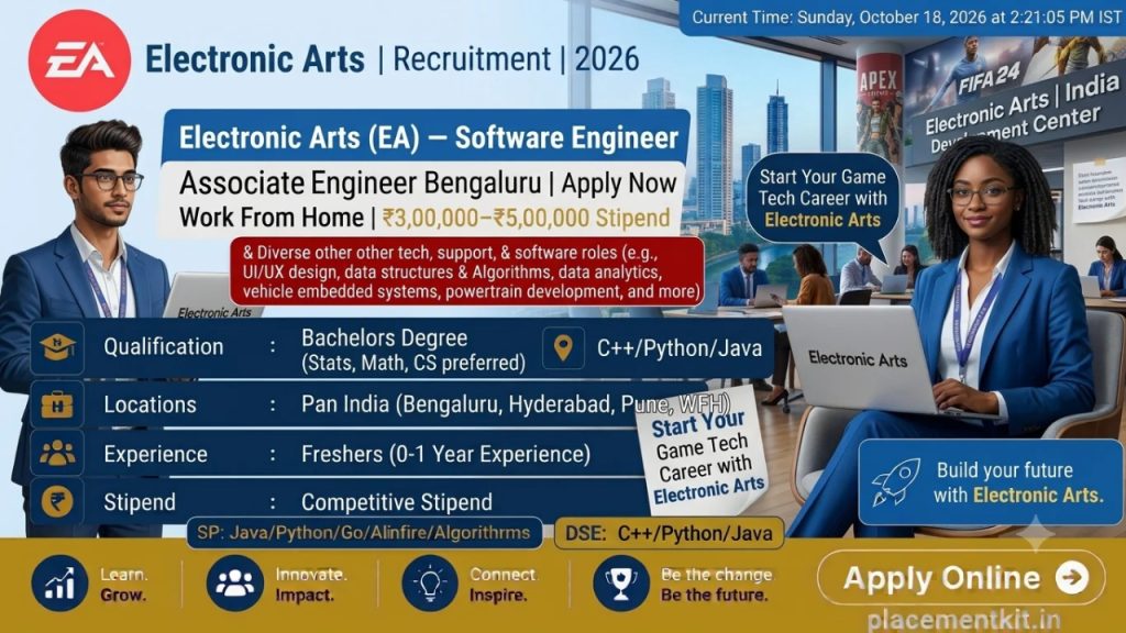 Electronic Arts (EA) Internship 2026 | Software Engineer Intern | Hyderabad | Freshers Apply Online