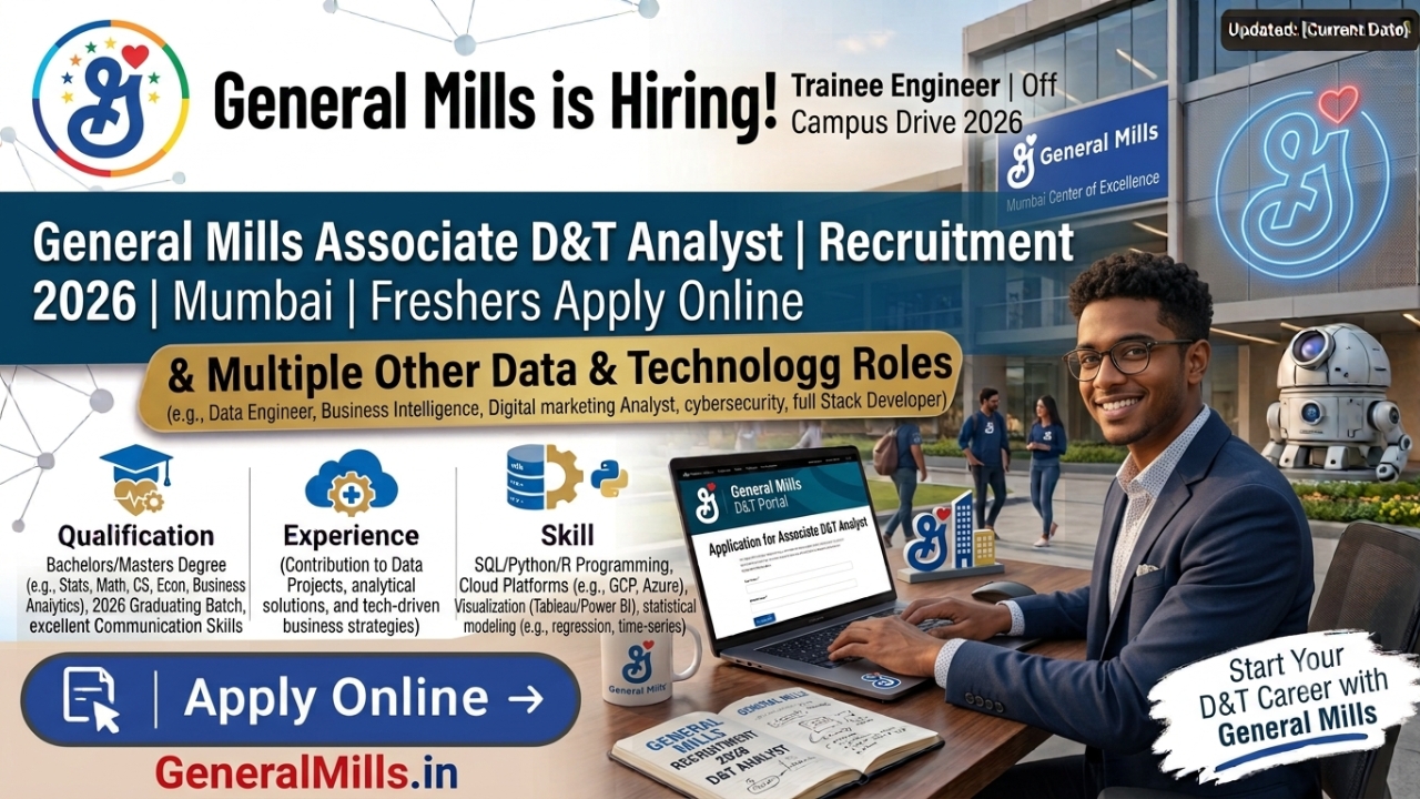 General Mills Recruitment 2026 | Associate D&T Analyst | Mumbai | Freshers Apply Online