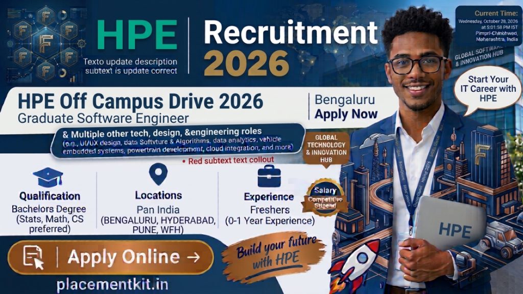 HPE Off Campus Drive 2026 | Graduate Software Engineer | Bengaluru | Freshers Apply Online