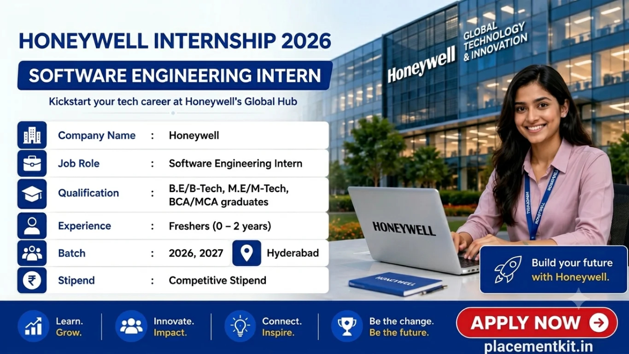 Honeywell Internship 2026 | Software Engineering Intern | Hyderabad | Freshers Apply Online
