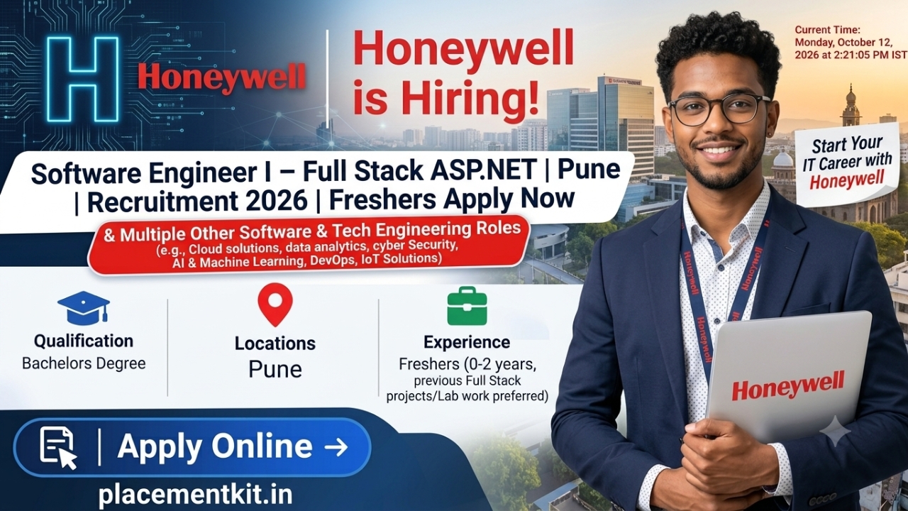 Honeywell Recruitment 2026 | Software Engineer I – Full Stack ASP.NET | Pune | Freshers Apply Online
