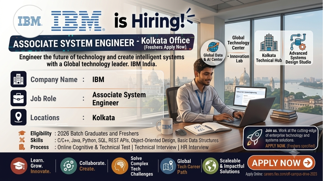IBM Recruitment 2026 | Associate System Engineer | Freshers Apply Now | Kolkata