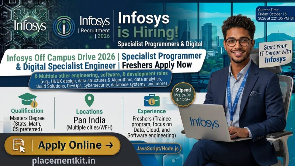 Infosys Off Campus Drive 2026 | Specialist Programmer & Digital Specialist Engineer | Freshers Apply Online