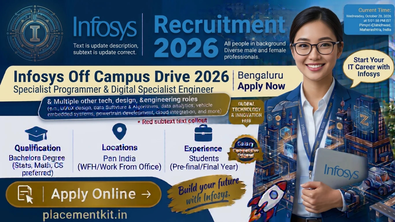 Infosys Off Campus Drive 2026 | Specialist Programmer & Digital Specialist Engineer | PAN India | Freshers Apply Online