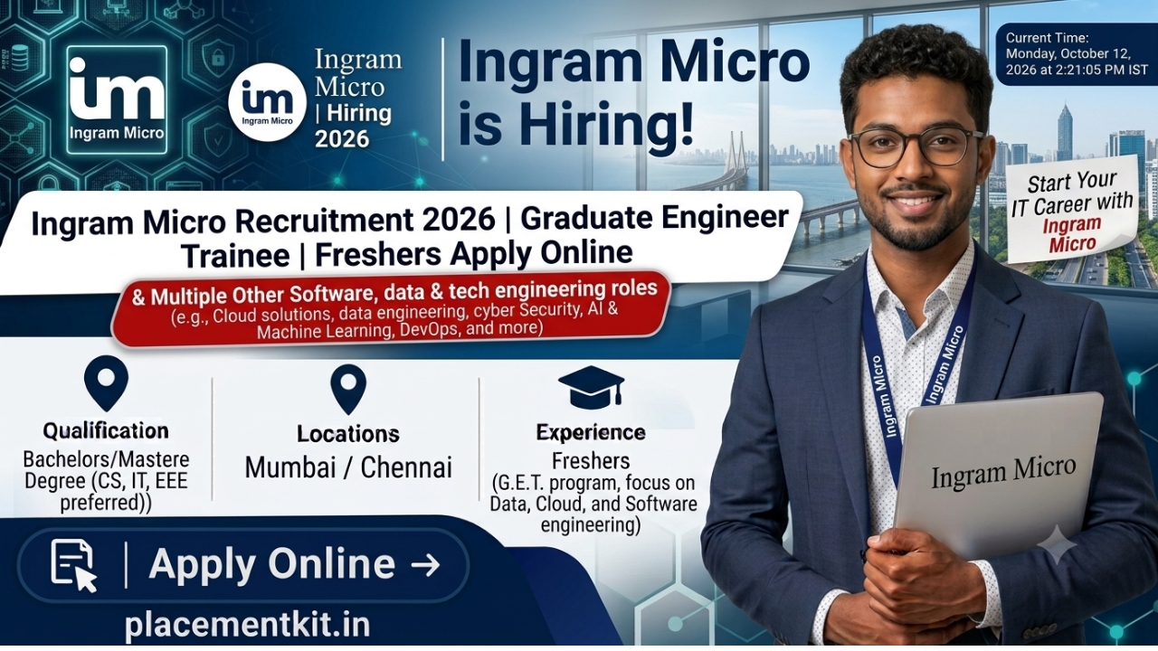 Ingram Micro Recruitment 2026 | Graduate Engineer Trainee | Mumbai / Chennai | Freshers Apply Online