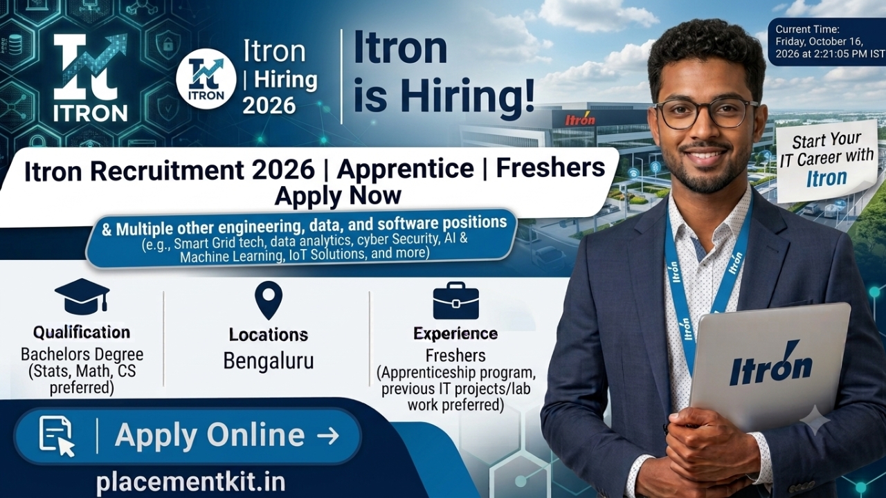 Itron Recruitment 2026 | Apprentice | Bengaluru | Freshers Apply Online