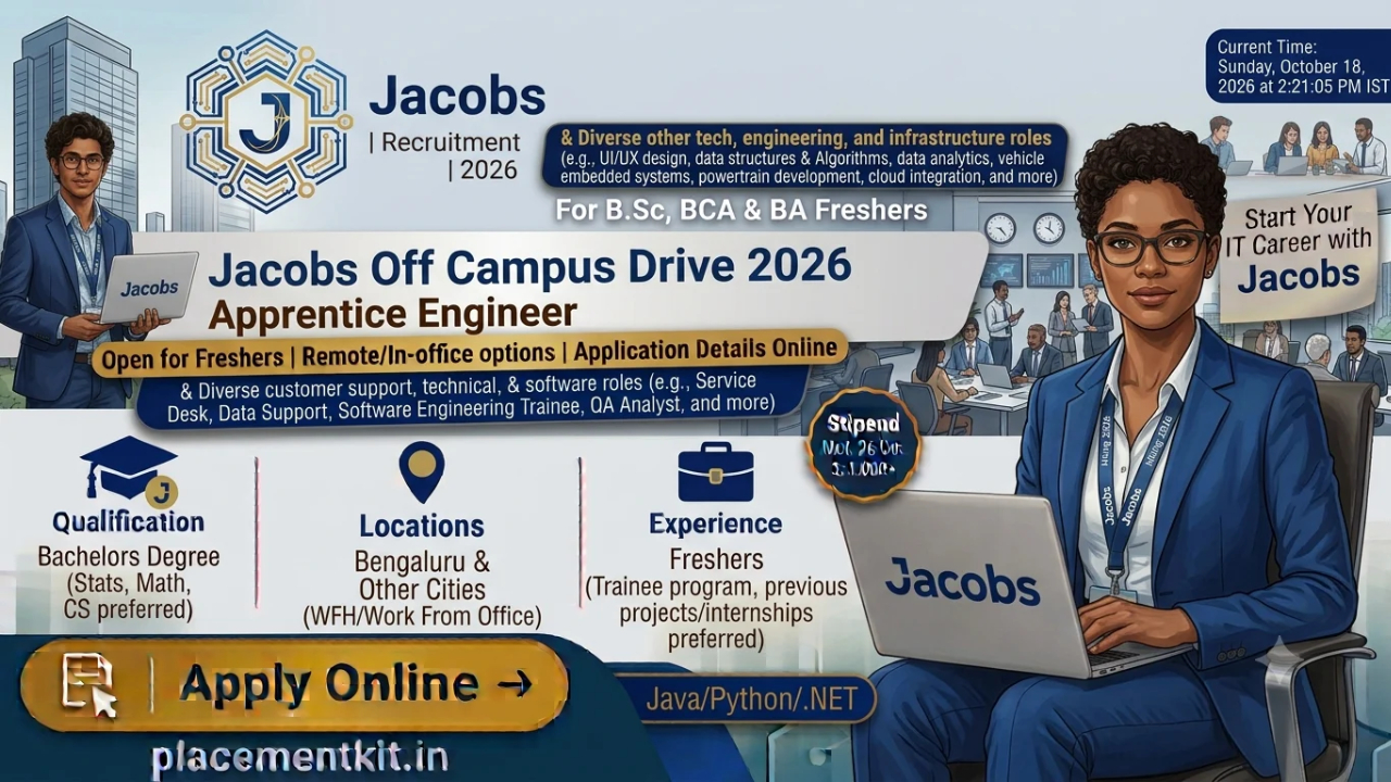 Jacobs Off Campus Drive 2026 | Apprentice Engineer | Navi Mumbai | Freshers Apply Online