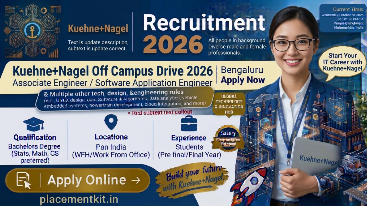 Kuehne+Nagel Recruitment 2026 | Graduate Trainee | Multiple Locations | Freshers Apply Online