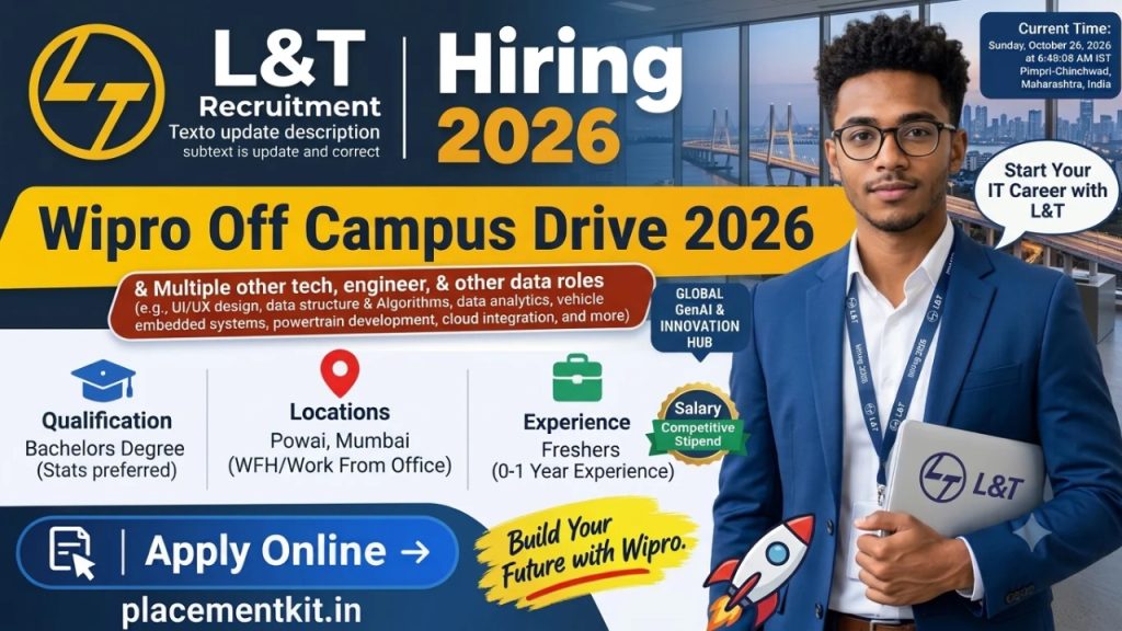 L&T Off Campus Drive 2026 | GenAI Trainee | Powai, Mumbai | Freshers Apply Online
