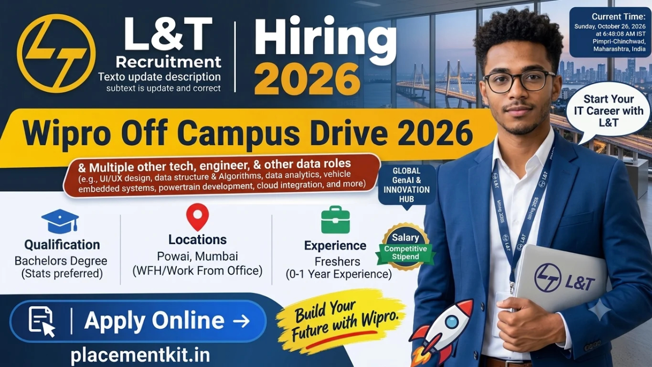 L&T Off Campus Drive 2026 | GenAI Trainee | Powai, Mumbai | Freshers Apply Online