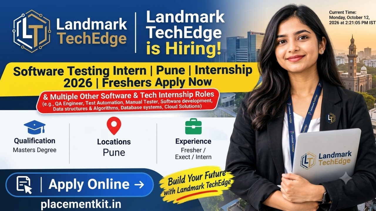 Landmark TechEdge Internship 2026 | Software Testing Intern | Pune | Freshers Apply Online