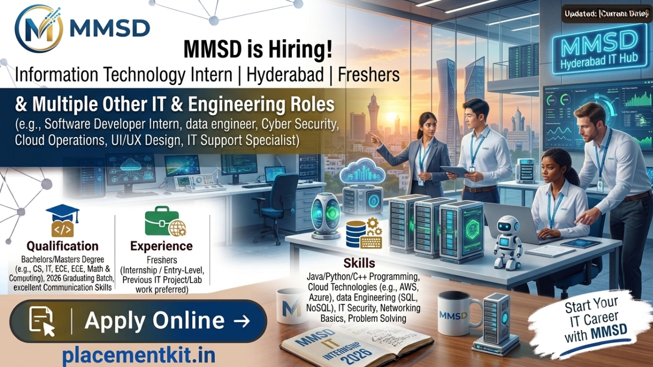 MMSD Internship 2026 | Information Technology Intern | Hyderabad | Freshers Apply Online