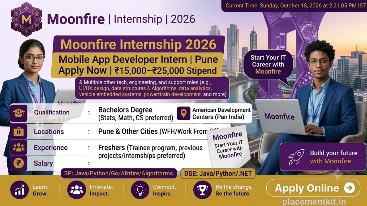 Moonfire Internship 2026 | Mobile App Developer Intern | Pune | ₹15,000–₹25,000 Stipend | Apply Online