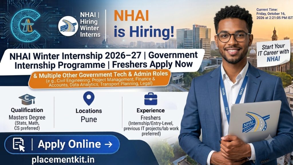 NHAI Winter Internship 2026–27 | Government Internship Programme | Apply Online