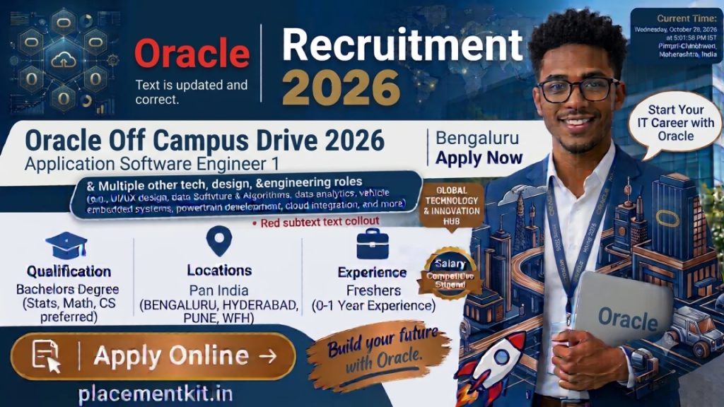Oracle Off Campus Drive 2026 | Application Software Engineer 1 | Bengaluru | Freshers Apply Online
