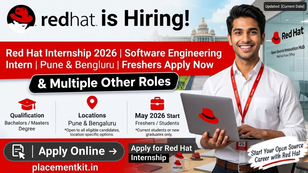 Red Hat Internship 2026 | Software Engineering Intern | Pune & Bengaluru | Freshers Apply Online