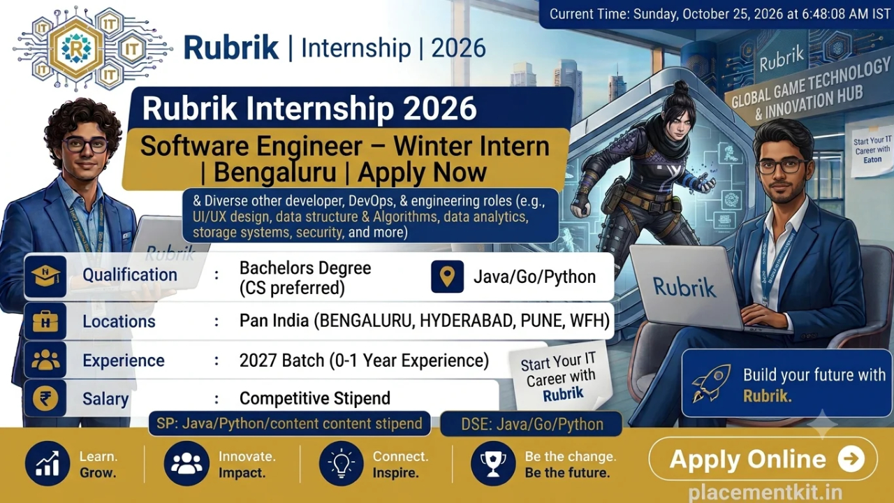 Rubrik Internship 2026 | Software Engineer – Winter Intern | Bengaluru | 2027 Batch Apply Online