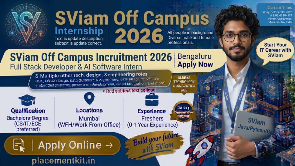 SViam Off Campus Internship 2026 | Full Stack Developer & AI Software Intern | Remote | Freshers Apply Online
