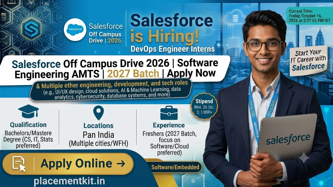 Salesforce Off Campus Drive 2026 | Software Engineering AMTS | 2027 Batch | Apply Online
