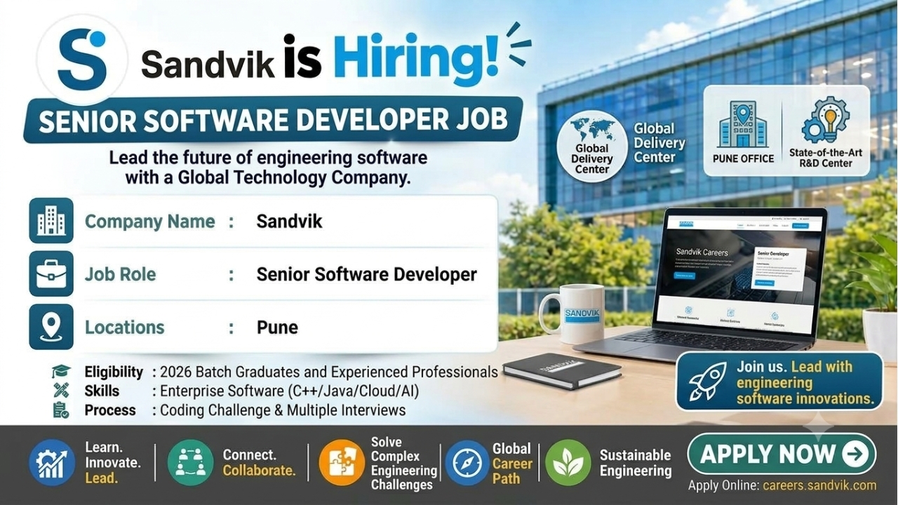 Sandvik Recruitment 2026 | Senior Software Developer Job in Pune | Apply Online
