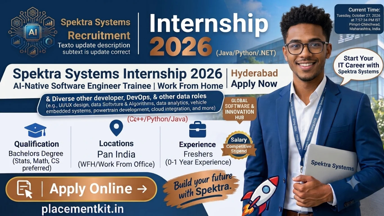 Spektra Systems Recruitment 2026 | AI-Native Software Engineer Trainee | Work From Home | Freshers Apply Online