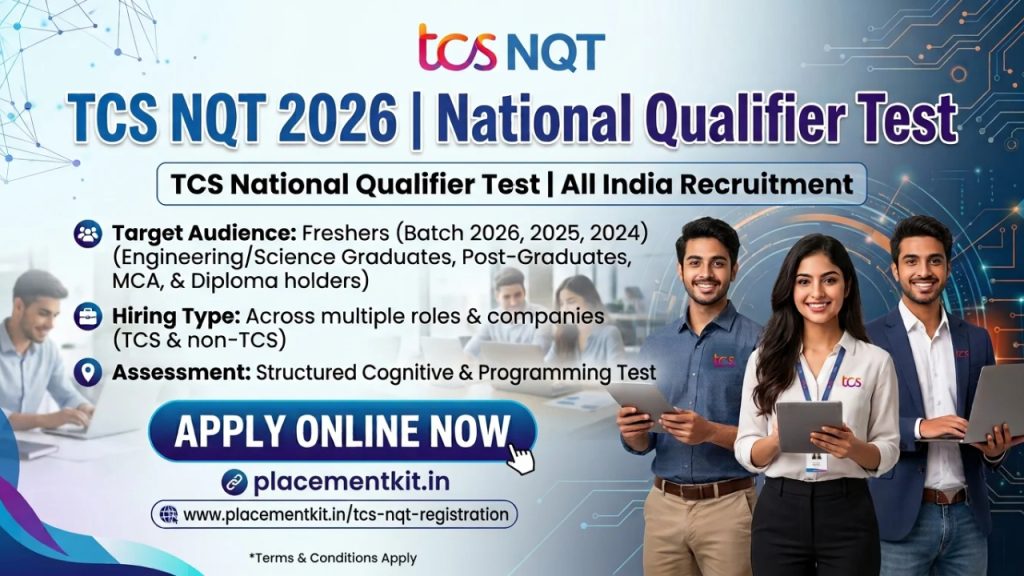 TCS NQT 2026 | National Qualifier Test | Freshers Apply Online | All India