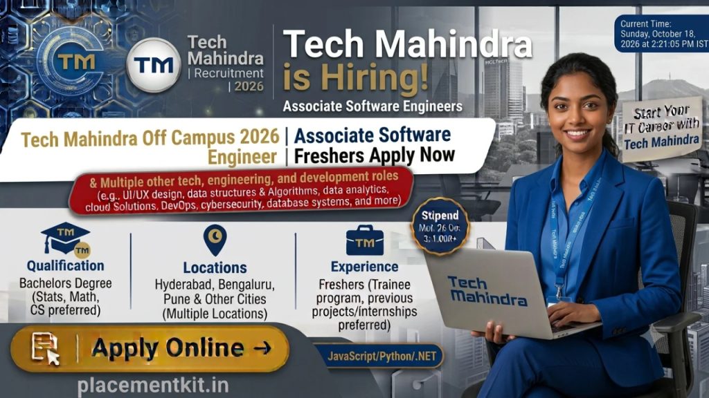 Tech Mahindra Off Campus Drive 2026 | Associate Software Engineer | Freshers Apply Online