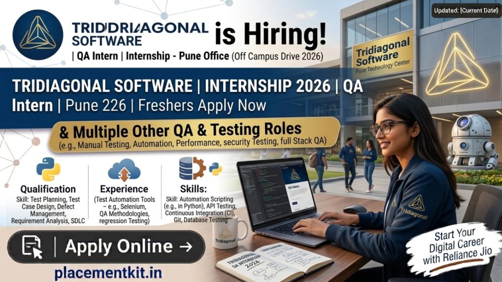 Tridiagonal Software Internship 2026 | QA Intern | Pune | Freshers Apply Online