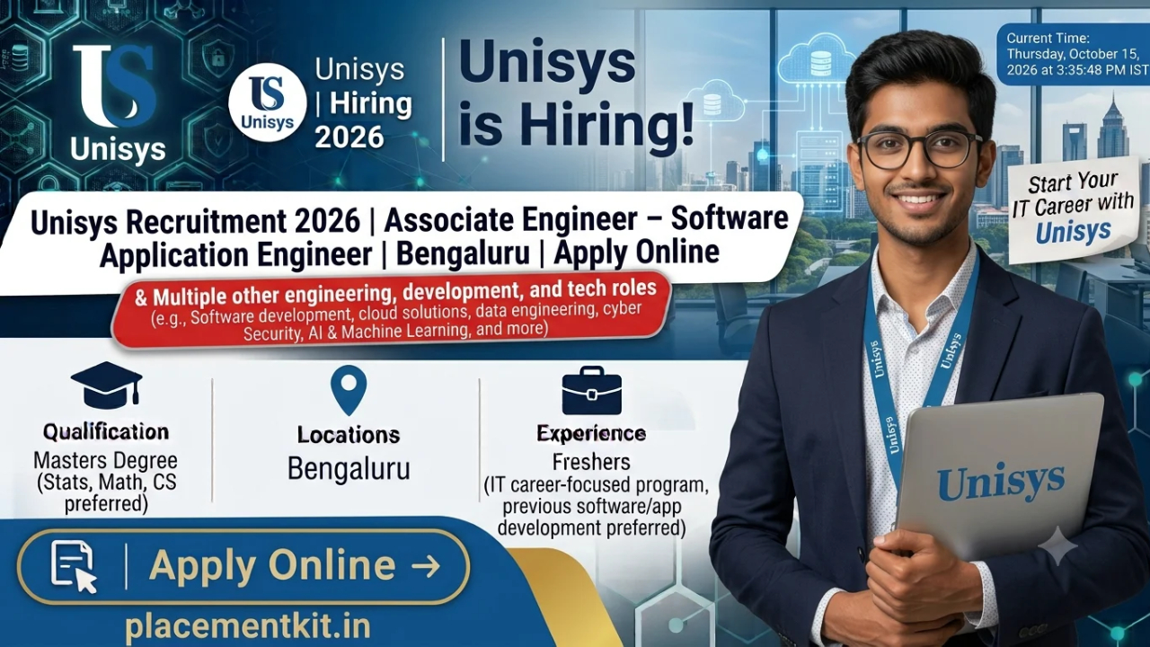 Unisys Recruitment 2026 | Associate Engineer – Software Application Engineer | Bengaluru | Apply Online