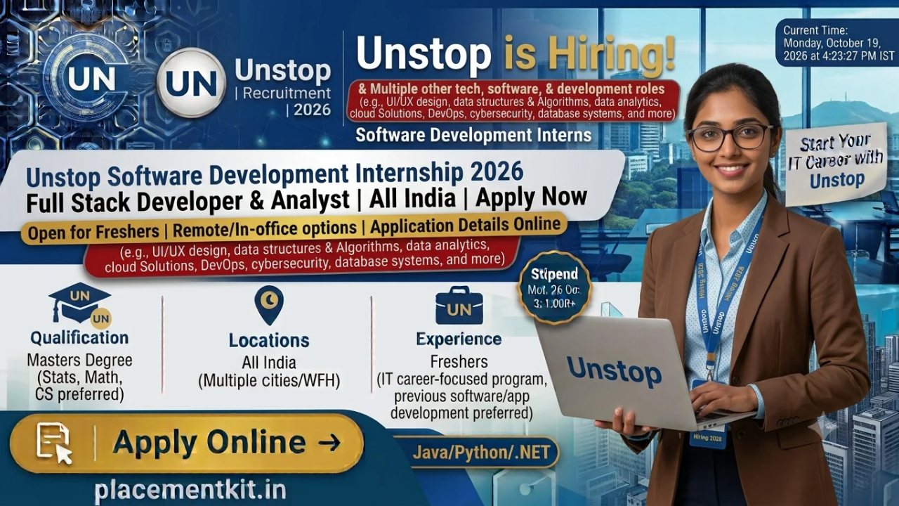 Unstop Software Development Internship 2026 | All India Locations | Freshers Apply Online