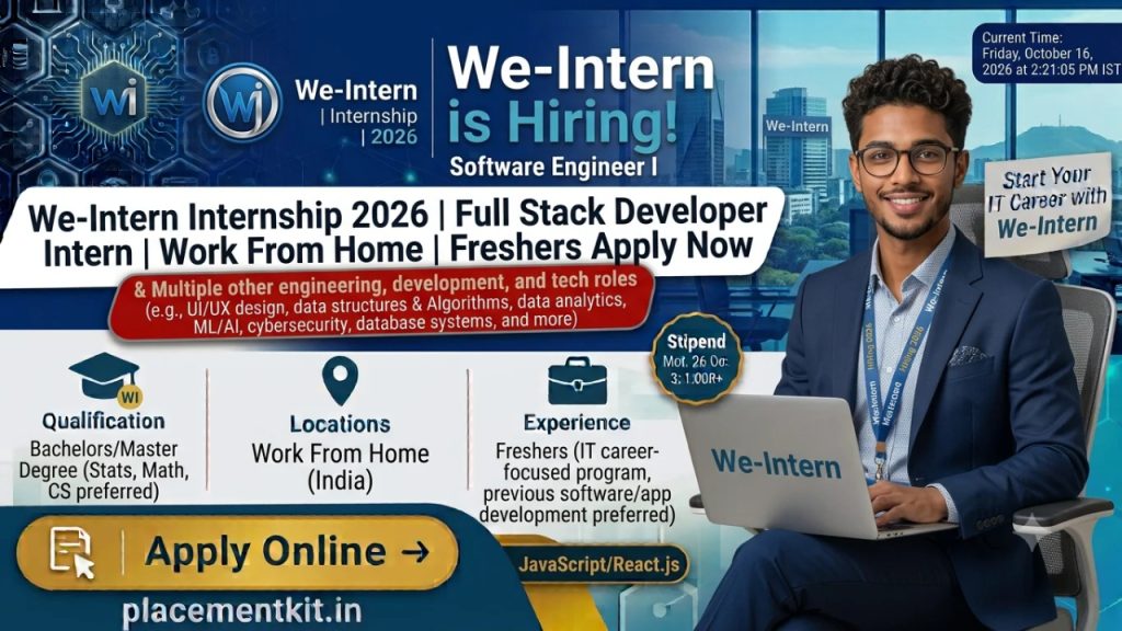 We-Intern Internship 2026 | Full Stack Developer Intern | Work From Home | Freshers Apply Online