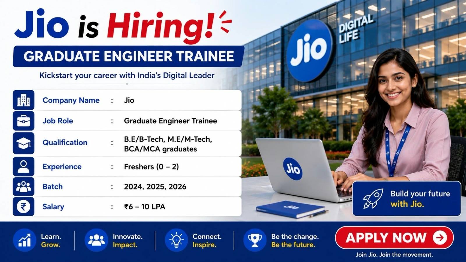 Jio Recruitment 2026 | Graduate Engineering Trainee | Freshers Apply Now