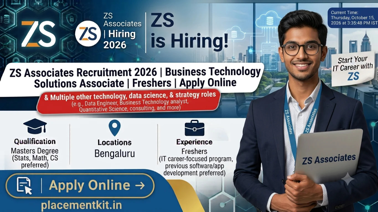 ZS Associates Recruitment 2026 | Business Technology Solutions Associate | Freshers Apply Online