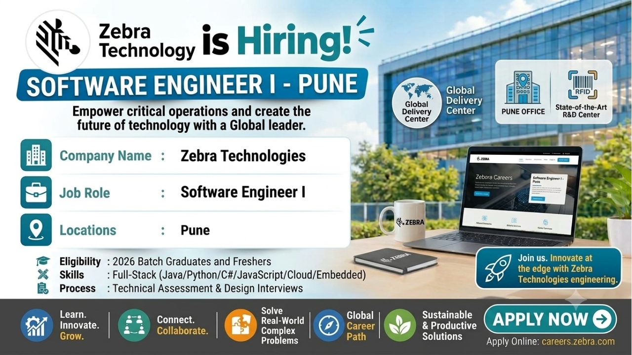Zebra Technologies Recruitment 2026 | Software Engineer I | Pune | Freshers Apply Online